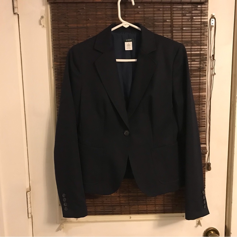 J Crew wool blazer, one button front, Blue